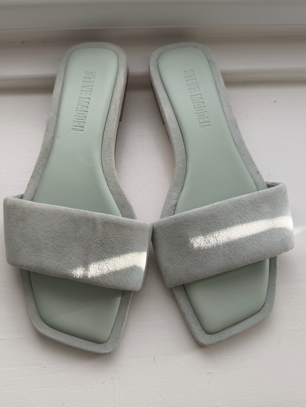 Steve Madden Mint Green Suede Slide Mules